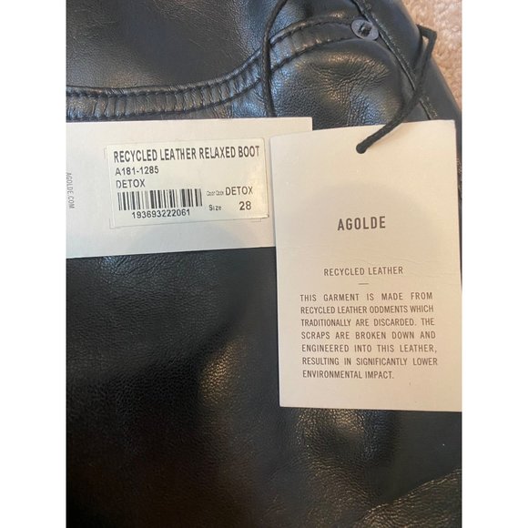 NWT AGOLDE Recycled Leather Mid Rise Relaxed Boot Pants - Picture 15 of 16